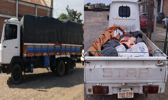 Incautan 2 vehículos, 500 kilos de carne, 2.638 litros de aceite, harina, vino, entre otros en Vista Alegre