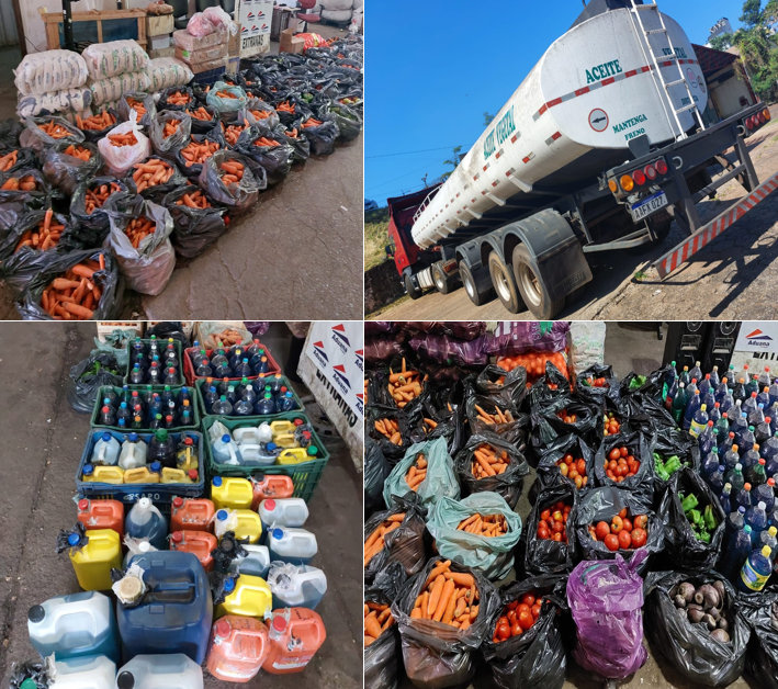 Camión, productos frutihortícolas, pollo, azúcar,  calzados y combustibles, se incautan en el Este